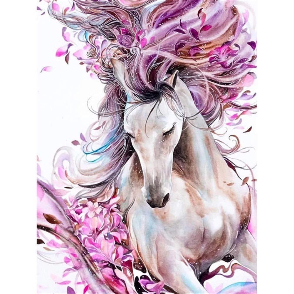 Kit Peinture Diamant 5D DIY Cheval Blanc Création Déco Apaisante