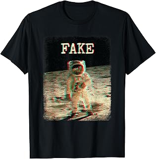Fake News Apollo 11 Moon Landing Hoax Astronaut Retro Style T-Shirt