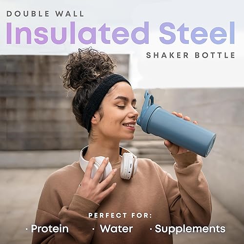 Miniatura 6 de Smartshake Vaso mezclador aislado de acero inoxidable para mezclas de proteínas, batidos y preentrenamiento, botella de agua de doble pared aislada