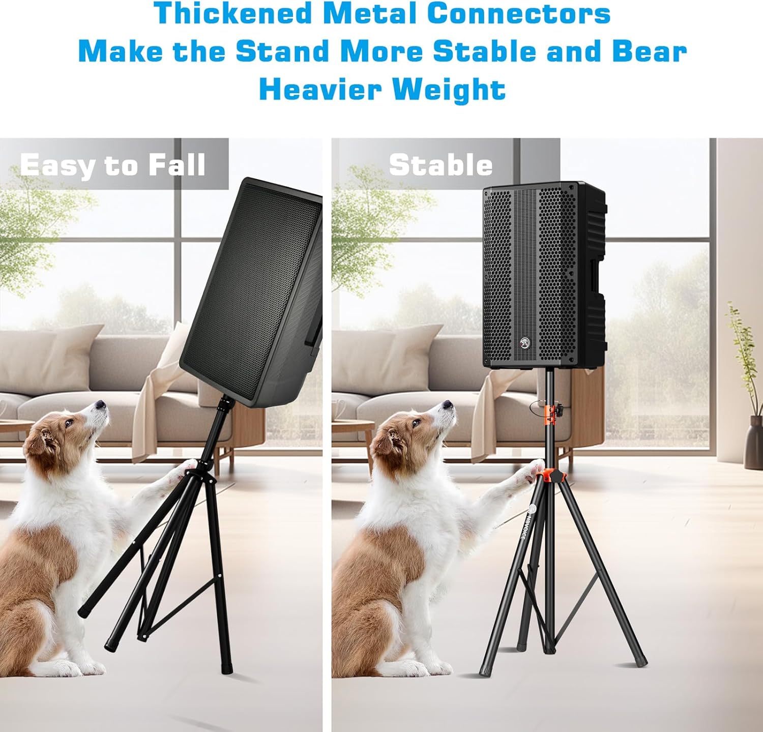 NBVOICE Speaker Stand Tripod Pair for Large Speakers - Adjustable Height 4 to 6.8-Foot, 2-Pack Tripod with Iron Fasteners, for Stage, Studio, & Travel