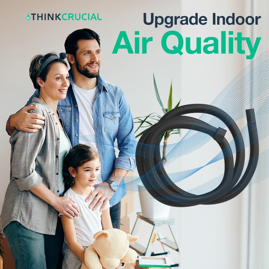 Think Crucial Vacuum Hose Replacement Compatible With Shop Vac 9062500-15-Feet Long Flexible Hose Fits With Shop Vacuum Models - Black, Used With Vacuum For Home Improvement (Pack 1)