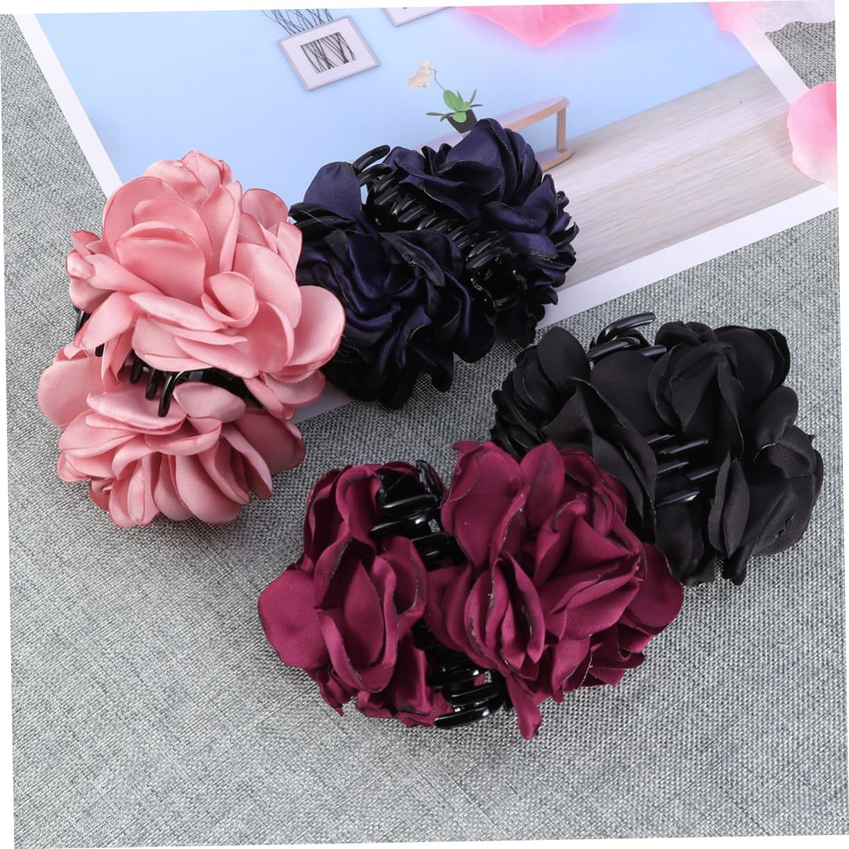 PACKOVE 8stücke Teiliges Große Haarklammern Mit Rosendekor Für Damen Rutschfeste Haarspangen Weinrot Marineblau Für Hochzeiten Partys Und Besondere Anlässe