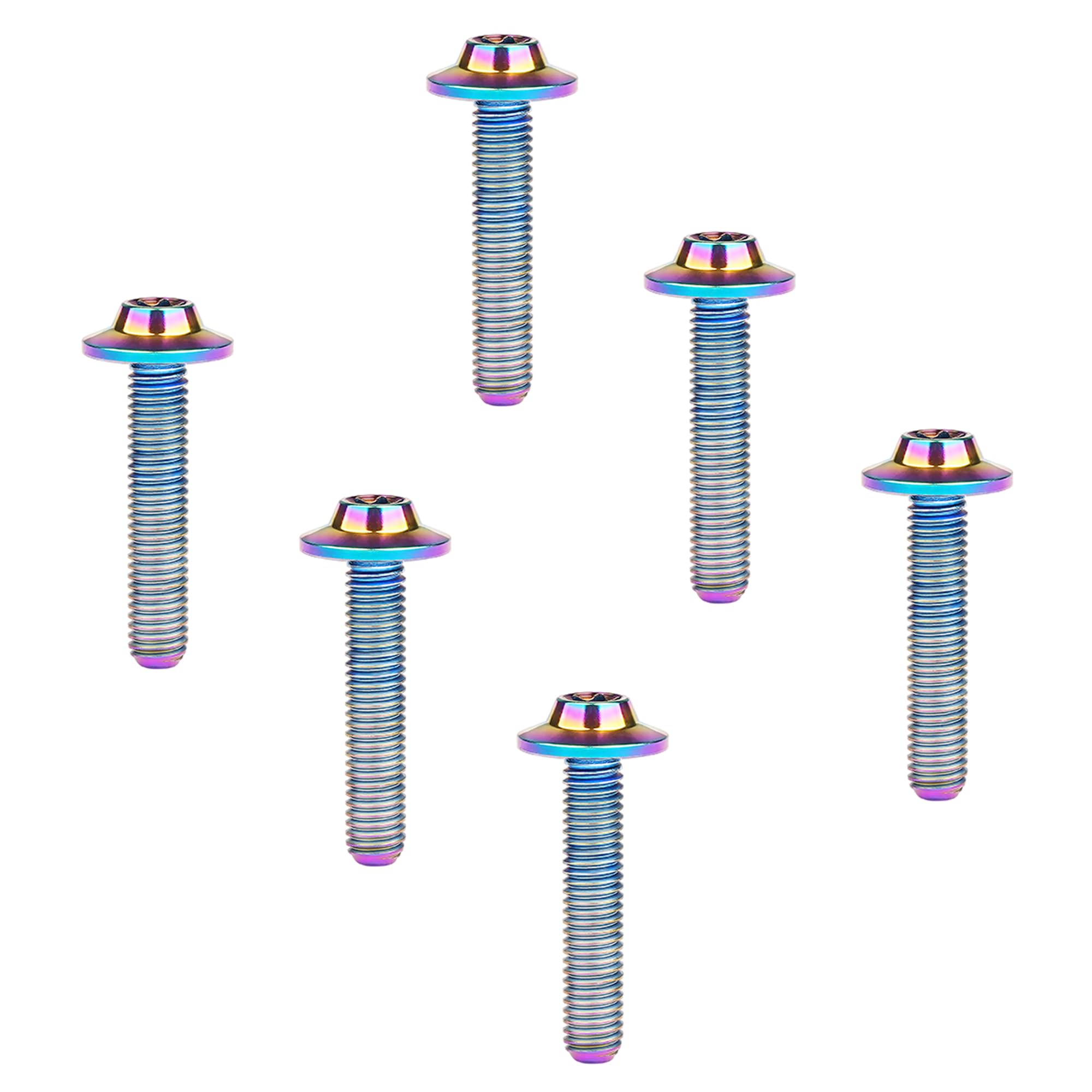 DWAMMEBRS Bolt M5 M6x10 12 15 20 25 30 35mm T25 T30 Torx Head Screw Pack of 6(Rainbow,M6x30mm)