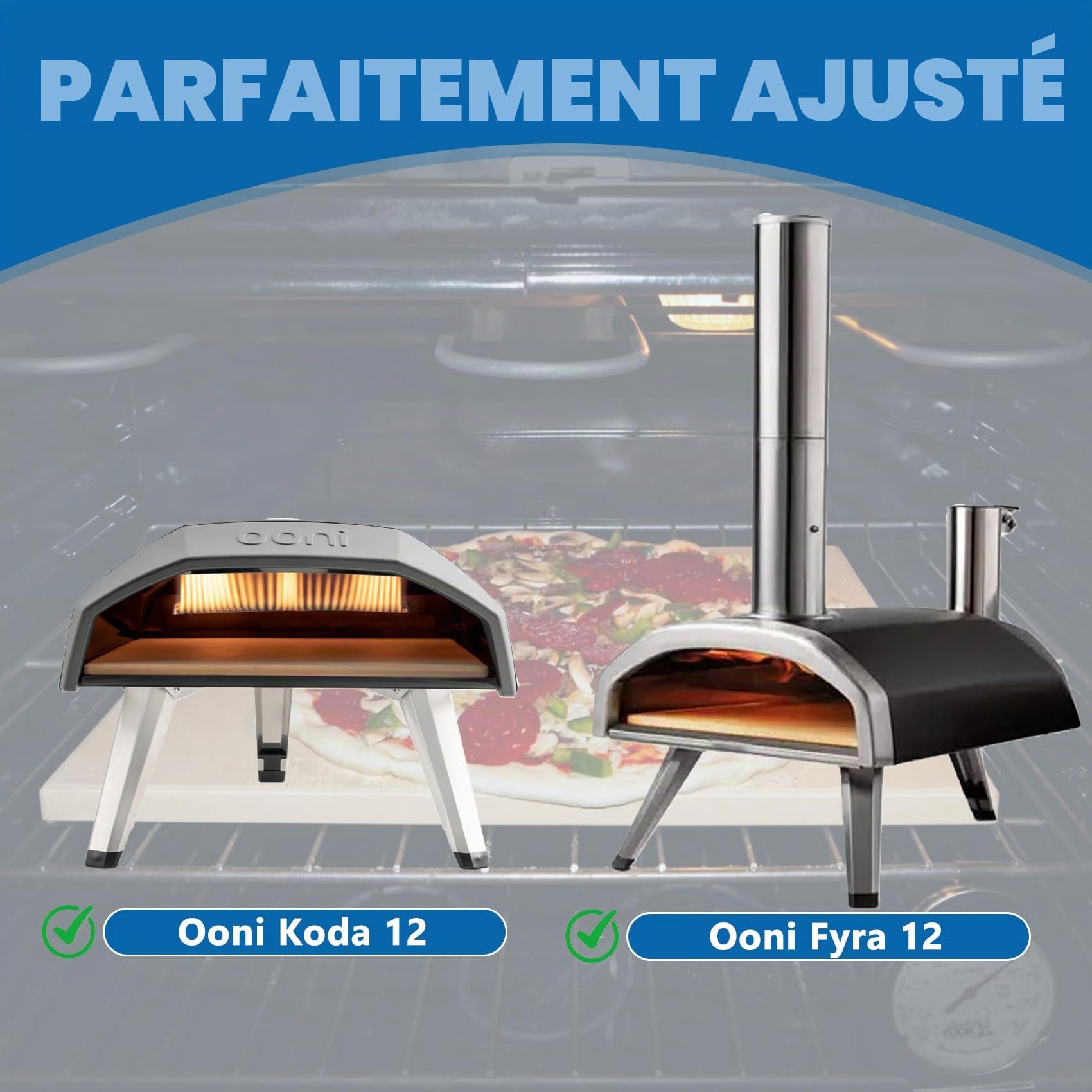 SafBbcue Pierre à pizza carrée en cordiérite : idéale pour Ooni Koda & Fyra 12, four à pizza Uuni, 33,5 x 33,5 x 1,1 cm