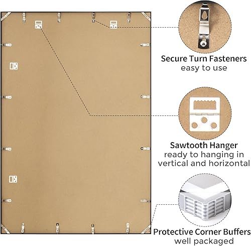 Miniatura 36 de Fun Memories Portarretratos de metal de 16 x 20 pulgadas con paspartú de 11 x 14 pulgadas, acabado de aluminio cepillado, parte delantera de vidrio