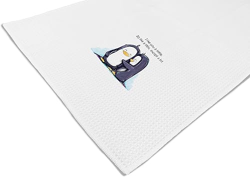 Miniatura 5 de Toalla de baño con diseño de pingüino de dibujos animados con texto en inglés "I Like You A Lottle It's Like A Little Except A Lot, toalla