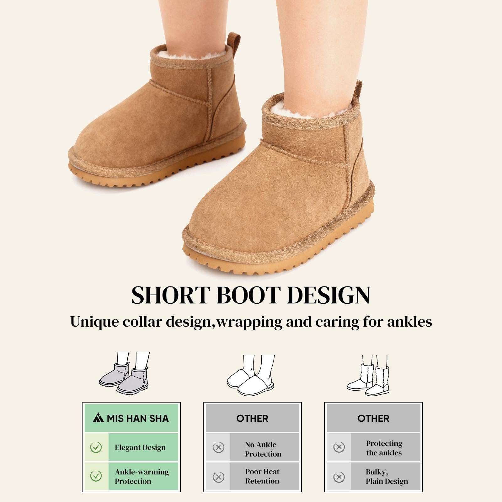 Mishansha Bambini Stivali da Neve Antiscivolo Stivali Invernali Caldi Bambino Bambina