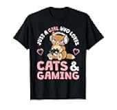 Just A Girl Who Loves Cats And Gaming Cute Gamer Cat T-Shirt