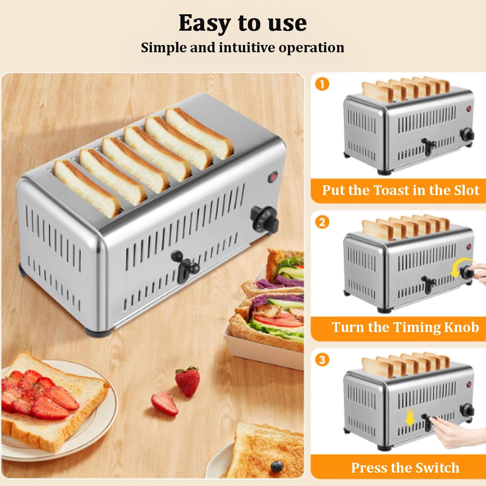 Tostadora De Acero Inoxidable, Lotes Para Panes Gruesos FuncióN Bagel, Tostadora De Ranura Larga Para Bagels Waffles Y Tostadas, 5 Niveles De Dorado, Acero Inoxidable,Fourpieces