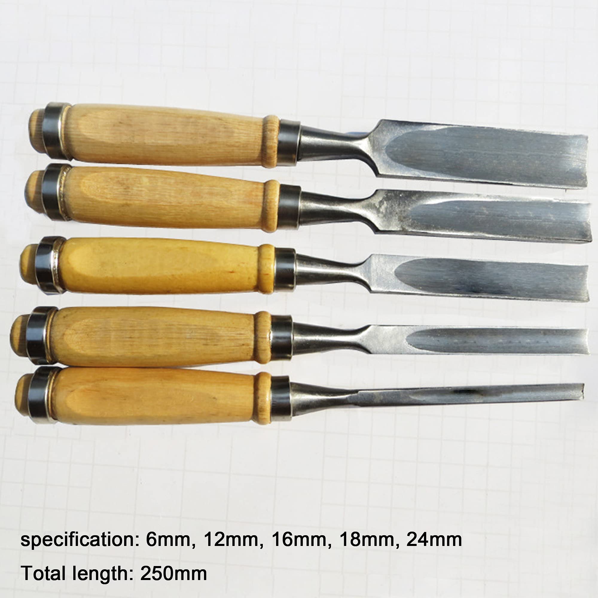 Scalpelli da legno Set di 5 scalpelli da legno scalpelli da legno in acciaio ad alto tenore di carbonio scalpelli da legno per falegnameria per la lavorazione del legno intaglio