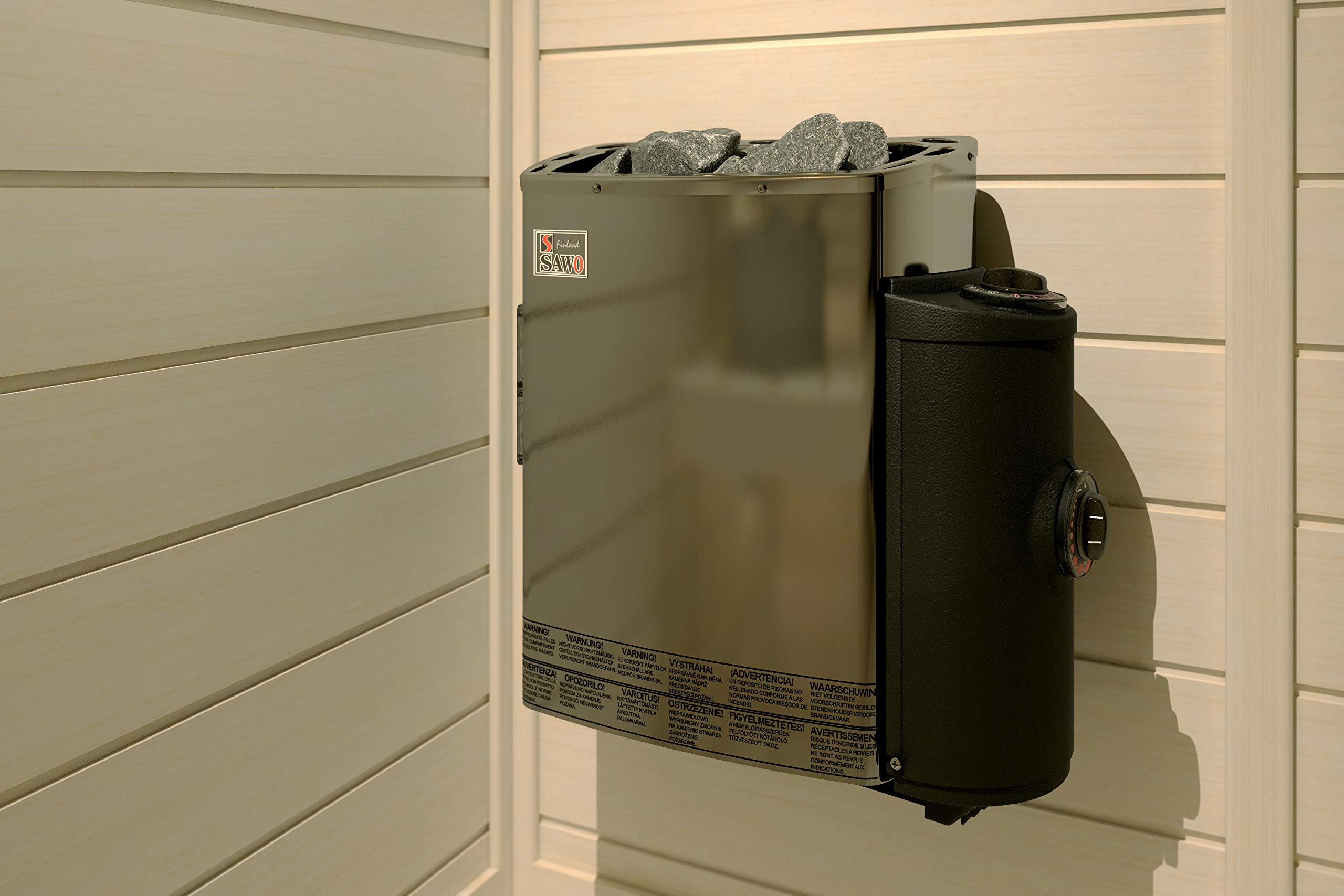 Sauna Poêle Électrique SAWO Mini X NB Trendline 3,6 kW 230V 400V avec Thermostat Minuterie