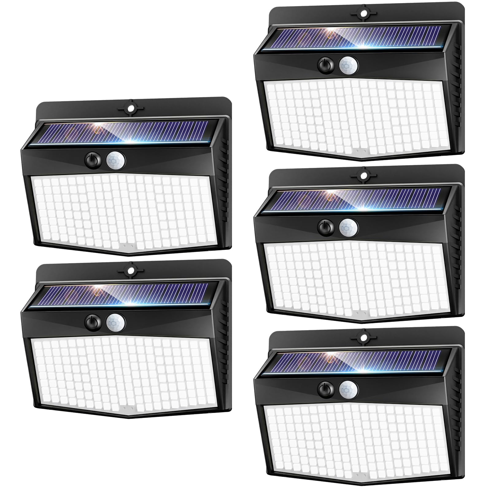 nifipy Luce Solare LED Esterno, 168LED Faretto LED da Esterno con Sensore di Movimento, IP65 Impermeabile Lampada Solare da Esterno, 3 Modos Luci Solari da Giardino, Garage, Parete-5 Pezzi