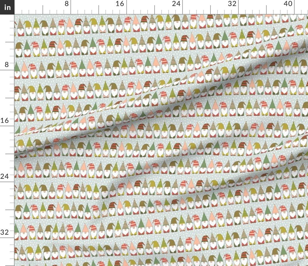 Spoonflower Fabric - Christmas Gnomes Holiday Stripes Hats Winter Striped Green Blue Printed on Cotton Poplin Fabric by The Yard - Sewing Shirting Quilting Dresses Apparel Crafts