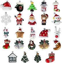 Christmas Hanging Decoration, 24 Pieces Mini Christmas Ornaments, Resin Santa Claus Christmas Tree Snowman Reindeer, Miniatures Christmas Pendants for DIY