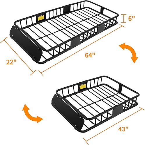 Miniatura 8 de XCAR Portaequipajes de techo con extensión para la parte superior del coche, color negro, 64 x 39 x 6 pulgadas, universal para vehículos SUV
