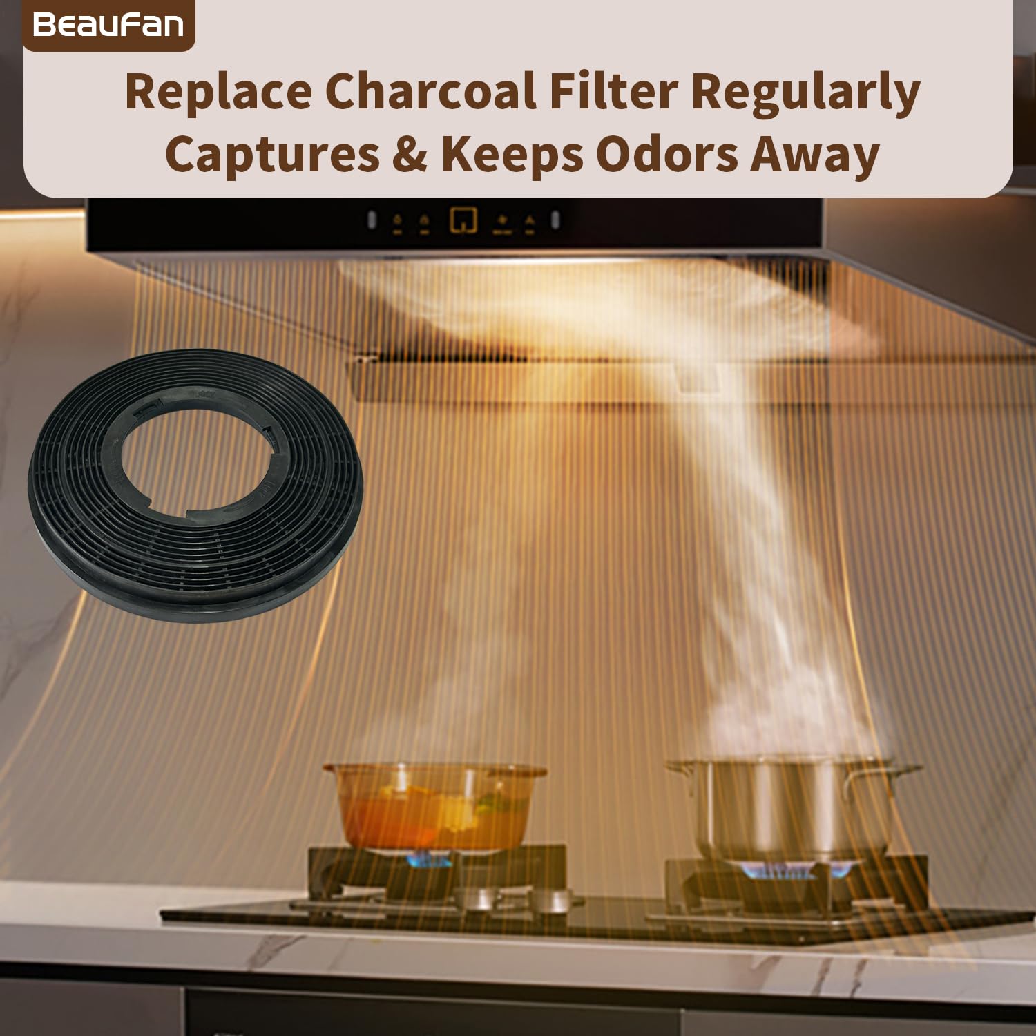 4 Pack CBCF005 Filtres à charbon actif Compatible avec CIARRA CBCB5913A et Hotte aspirante intégrée CBCS5913A
