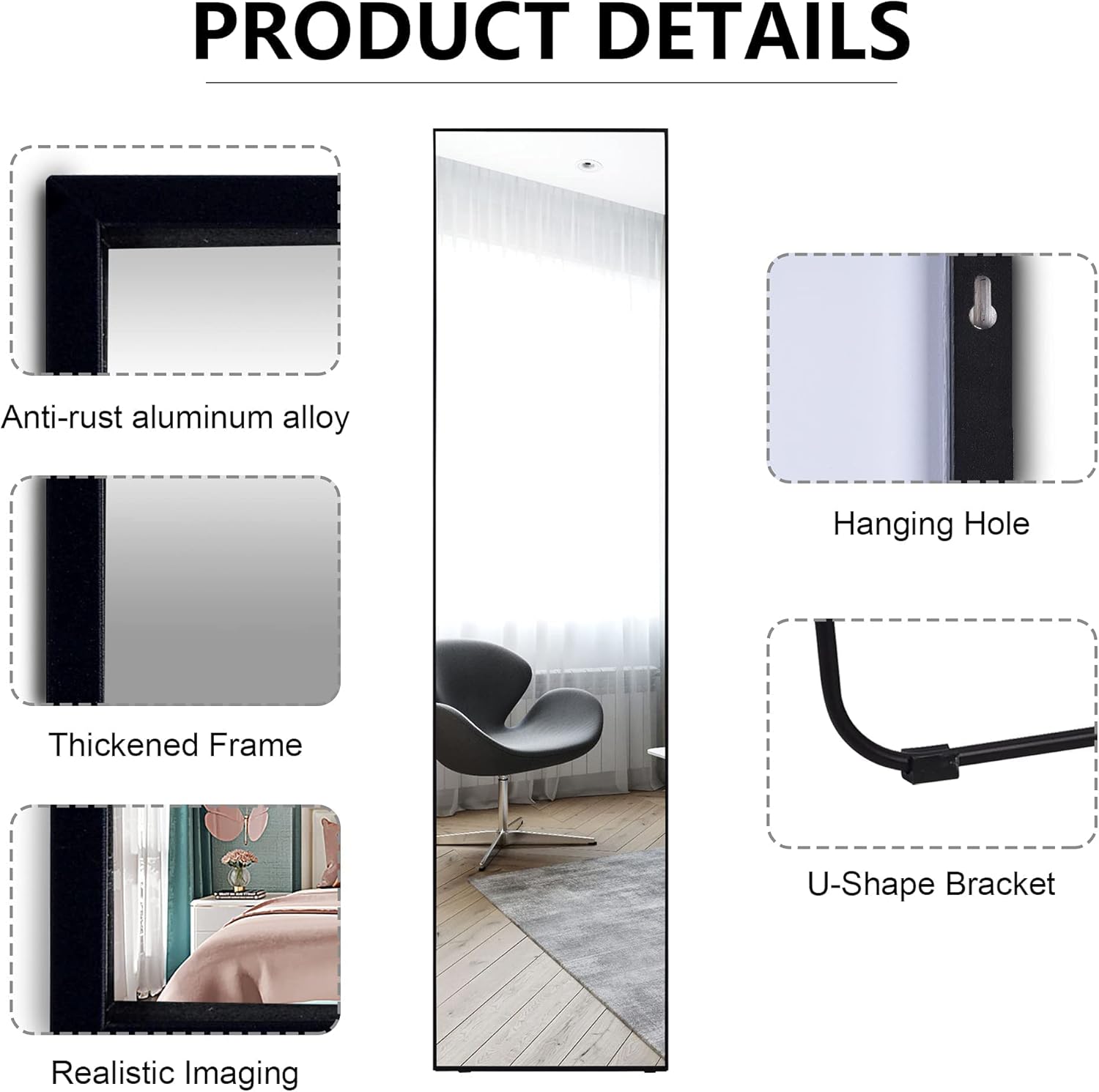 LVSOMT Full Length Floor Mirror, Free Standing Body Mirror, Wall Mounted Hanging Mirror, Large Dressing Mirror, Leaning Against Wall Mirror, Big Mirror for Bedroom Living Room Locker Room, 63"x16" : Home & Kitchen