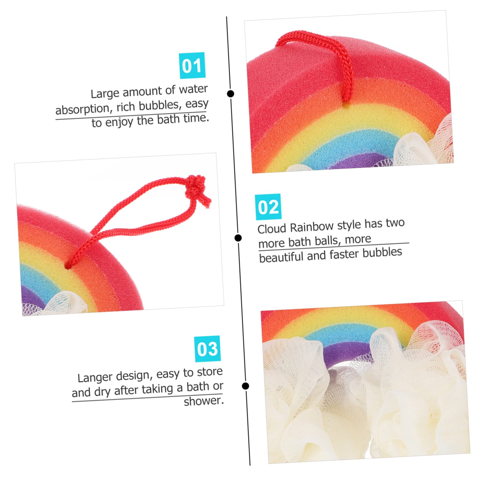 Healeved 2piezas Esponja De Baño Colorida Para Adultos Exfoliante y Ultra Absorbente Para Ducha y Baño Diseño Lanyard Para Almacenamiento y Secado Fácil