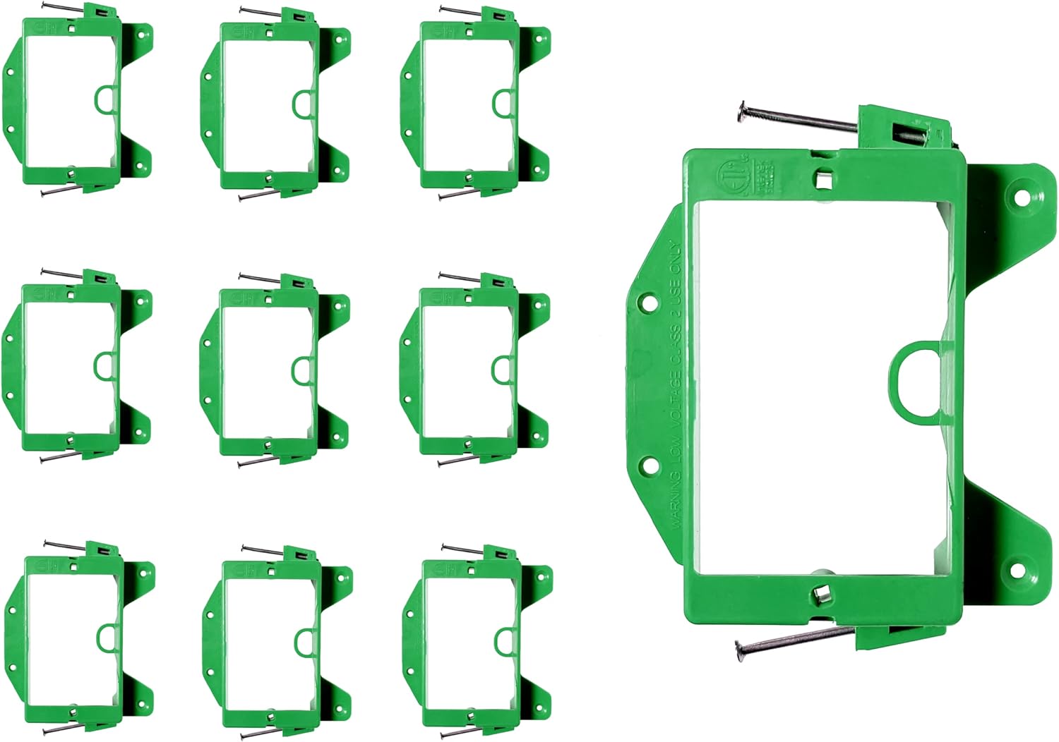 BestMounts - 100 Pack Nail-ON Low Voltage Mounting Brackets 1 Gang Multipurpose New Construction - Drywall Outlet Cable Wall Plate Bracket for Telephone Wire, Network Cable, HDMI, Speaker Wire