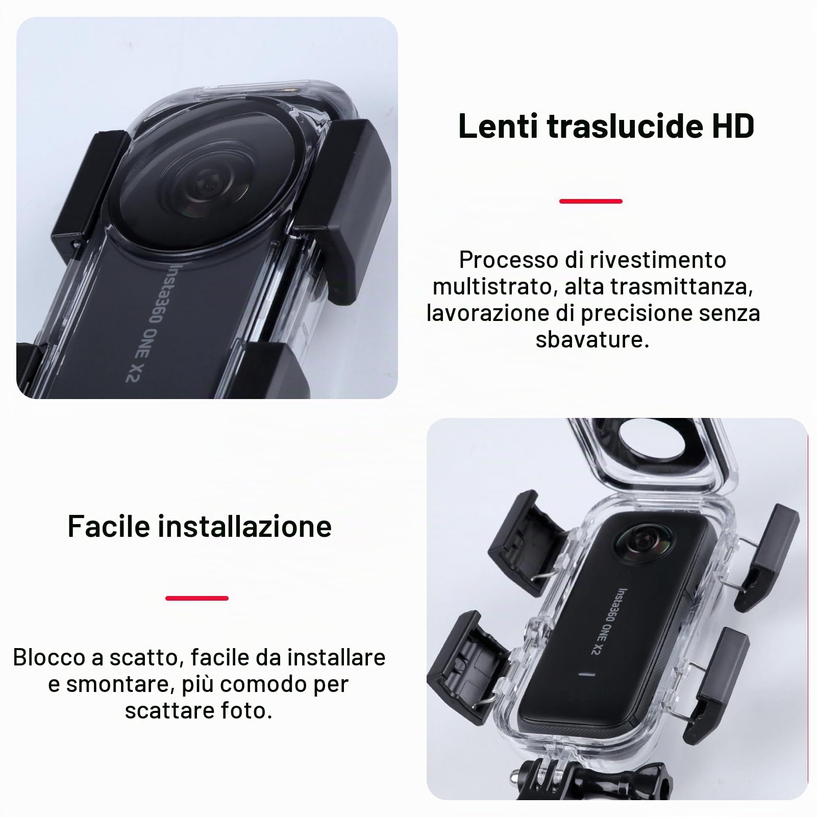 Yunseity Custodia Impermeabile da 40 M per One X2, Custodia Protettiva per Immersioni Subacquee per Fotografia Subacquea