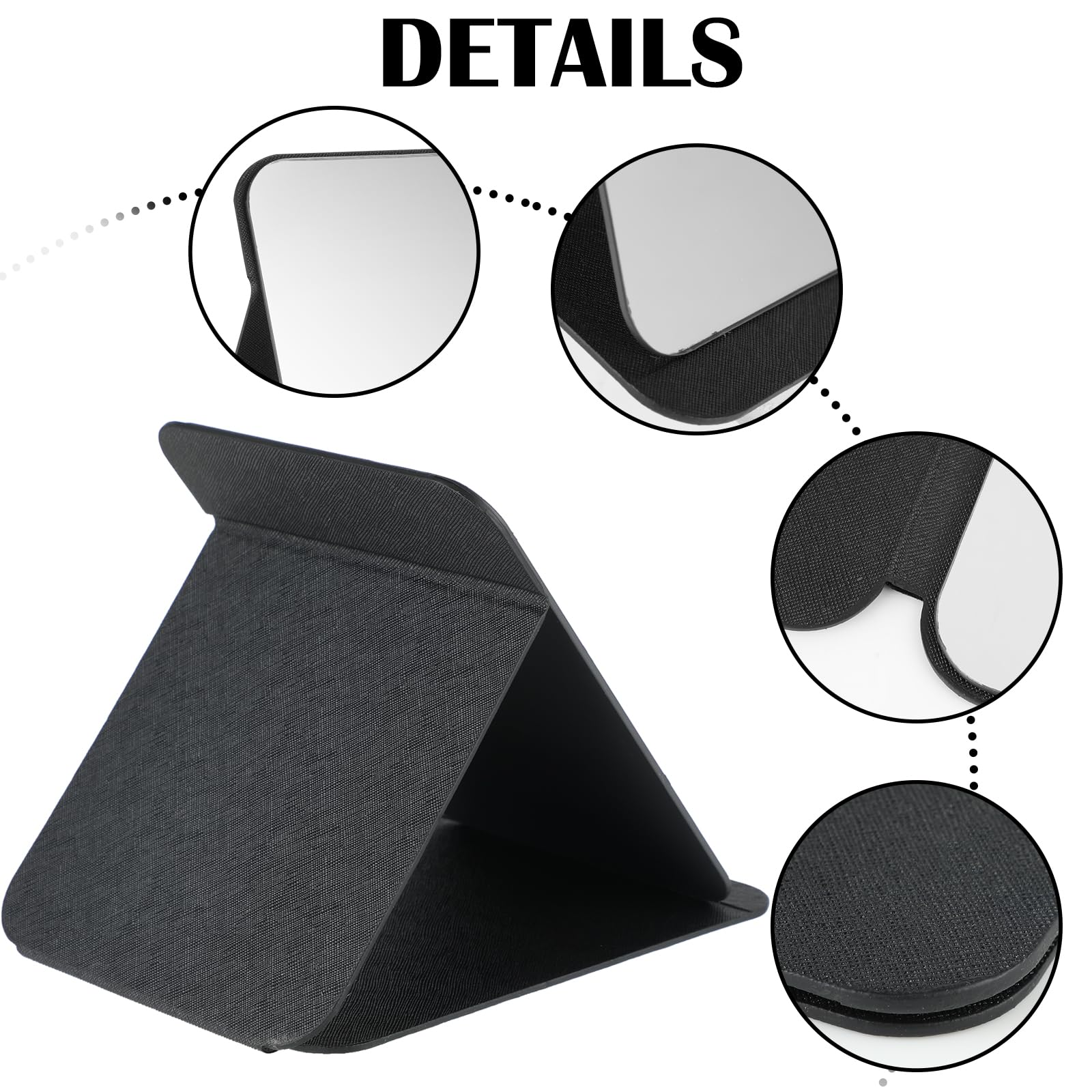 Miroir de Voyage Pliable 21,5 x 15,5 cm, Miroir de Table Portable avec Housse en PU, Miroir Maquillage Réglable pour Salle de Bain, Bureau et Voyage