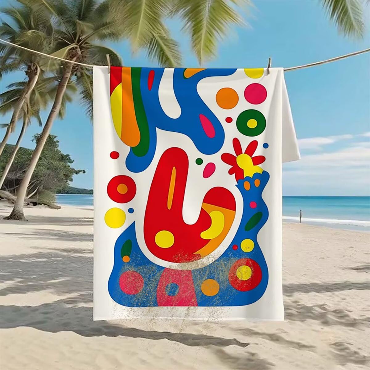 Toalla de Playa Grande 220x100cm/35x70cm, Juego de 2 Toalla Microfibra XXL de Antiarena, Toallas Playa Suave Ligera, Absorbente Secado Rápido, Beach Towel Viaje, Regalo Mujer Hombre (Abstracto) F-73
