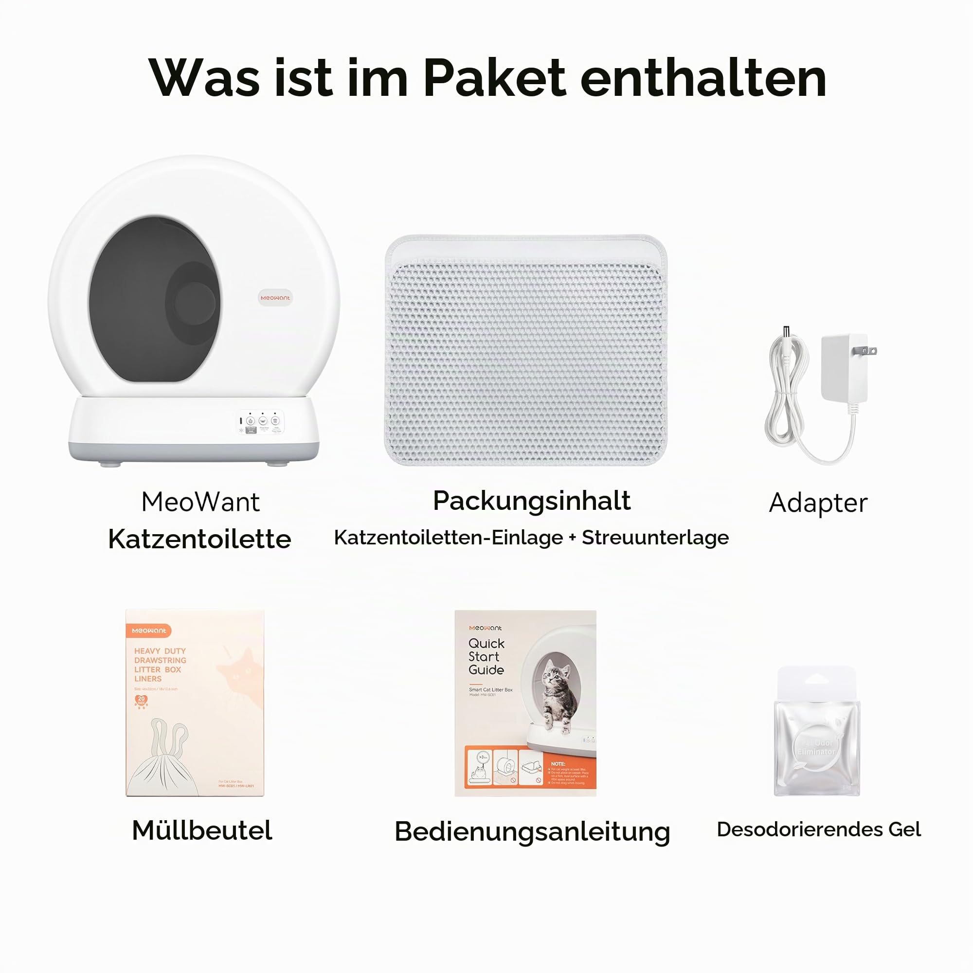 MeoWant Selbstreinigende Katzentoilette, Großes Automatisches Katzenklo mit Integrierten Sicherheitssensoren, App-Steuerung, Geruchsfrei für Mehrkatzenhaushalte, mit Matte & Einsatz | Integrierte Sicherheitssensoren, App-Steuerung, Geruchsfrei, Für Mehrka