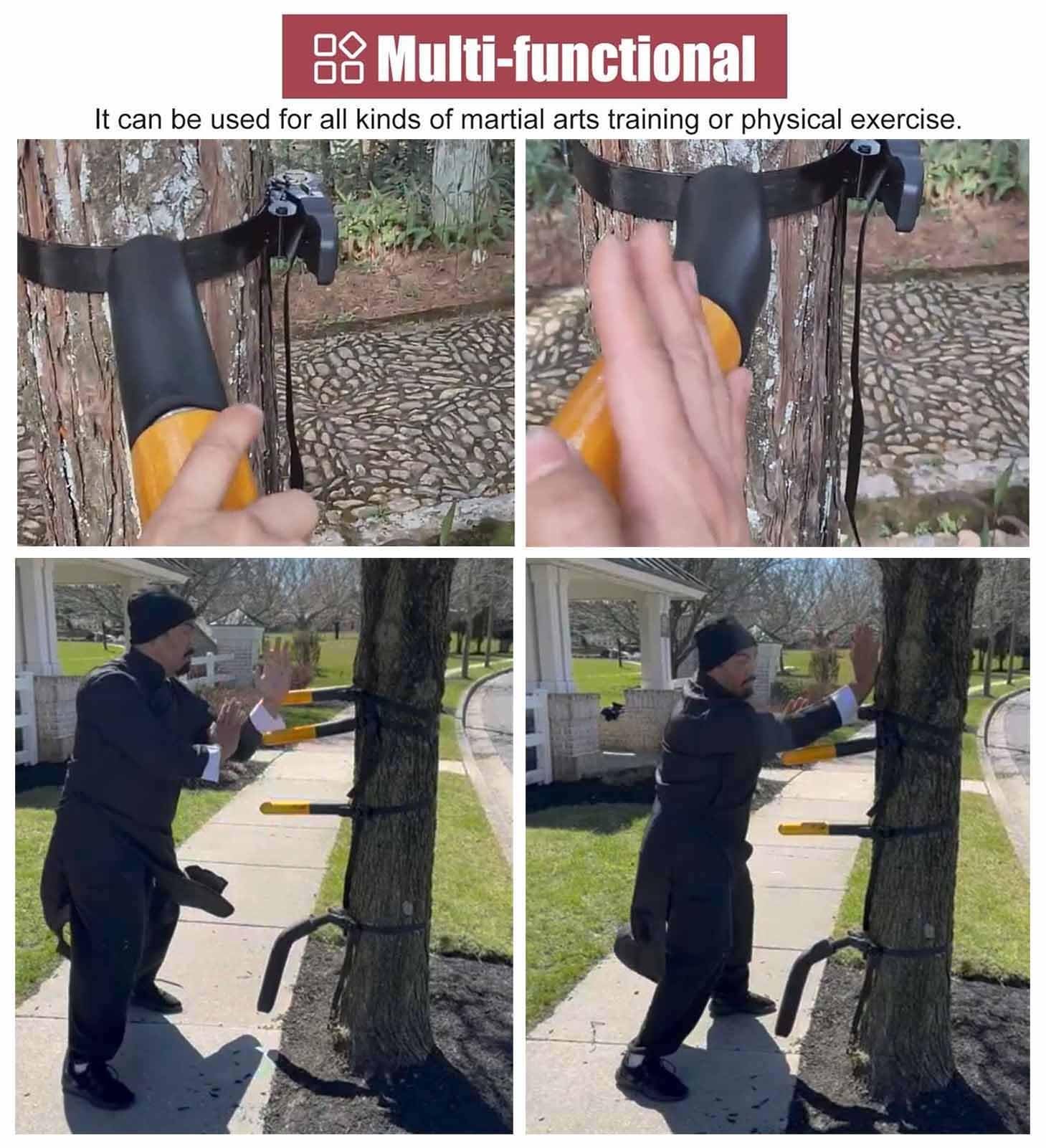 ZIMGOD Wing Chun Dummy Wooden Spring Dummies for Kung Fu Practice, Tai Chi Training Device Kit with Leg Exercise Tool, Martial Arts Dummy Attachment for Tree/Pillar/Yard