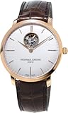 Men&apos;s FC-312V4S4 Slim Line Analog Display Swiss Automatic Brown Watch