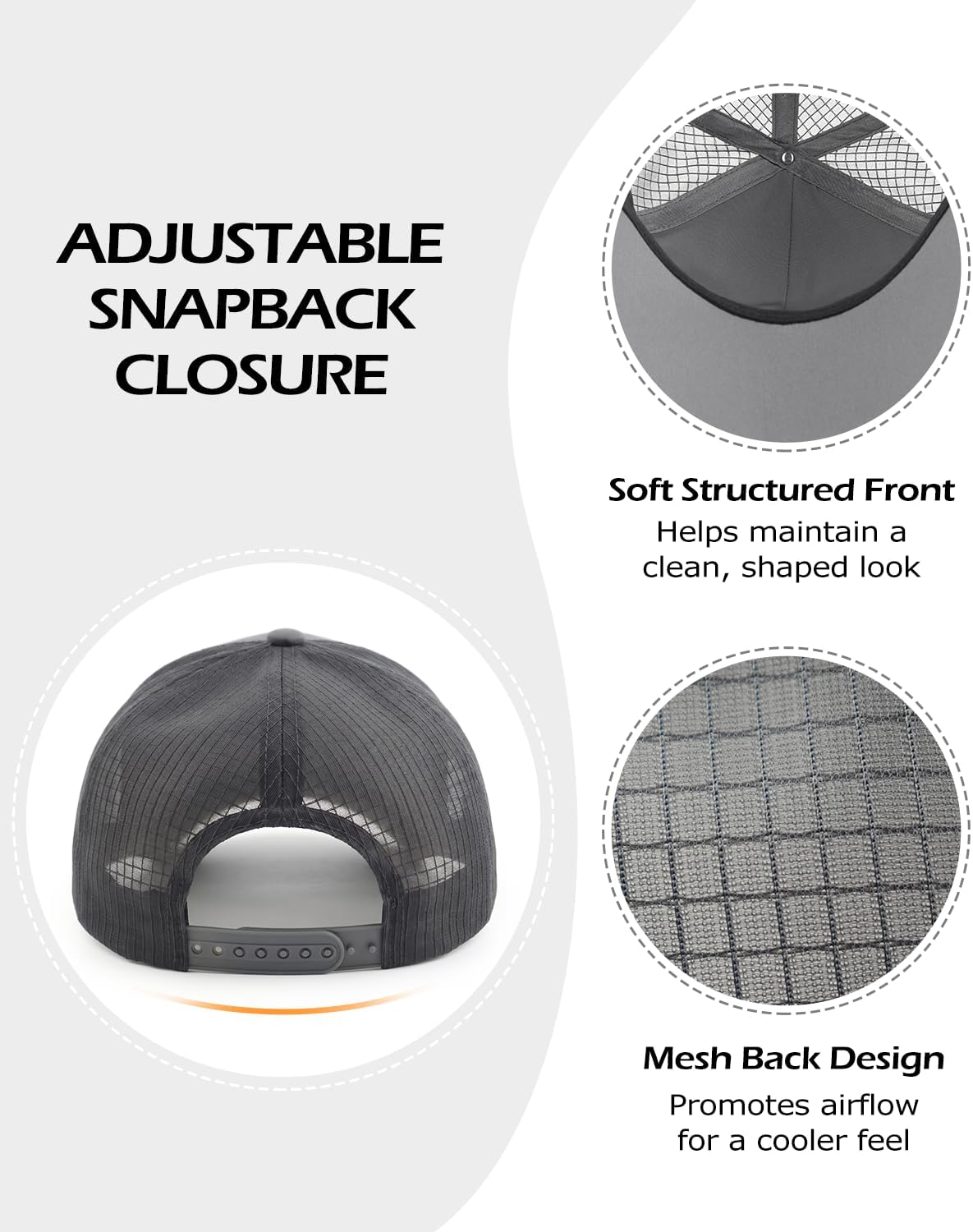 Zylioo XL XXL Trucker Hat for Big Heads, Mesh Baseball Cap | Roomier Outdoor Fit-Vented back panels and a curved bill help fuller head shapes stay comfortable on warm days.