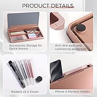 Vista 68 de TOWON Desktop Glass Whiteboard with Basic Calculator, 12 Digit LCD Display, Desk Organizers with Accessories for Office, Home, School Supplies