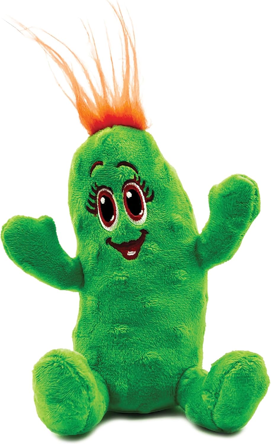 The GigglePickles - Dilly Bean 6” Plush Pickle - Shake for Giggle Sound (No Batteries) - Embroidered Funny Face - Textured Stipples, Top Loop for Backpack/Keychain - Collectible Plush Toy for Kids 3+