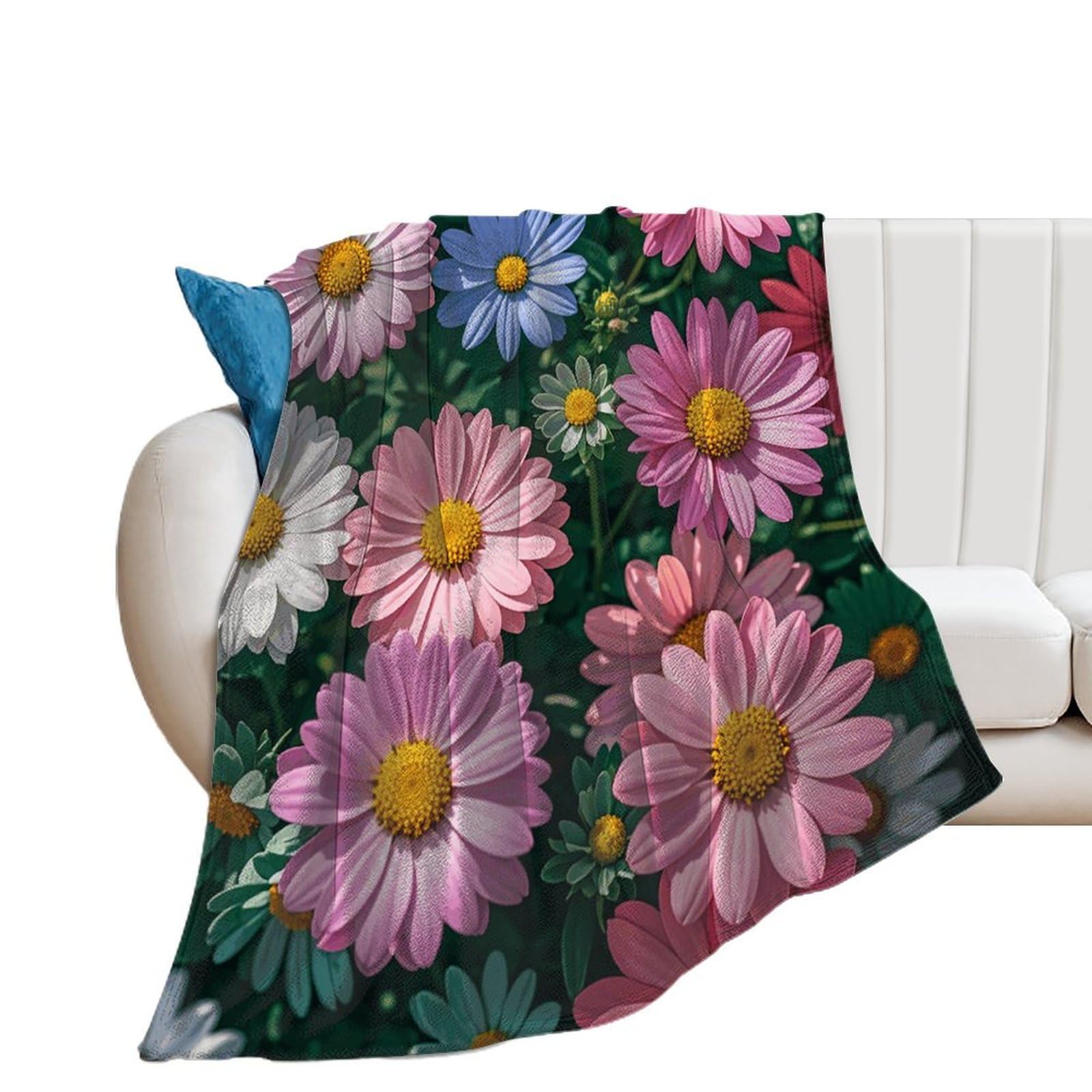 Plaid imprimé floral en flanelle pour vos soirées cocooning et lecture au salon