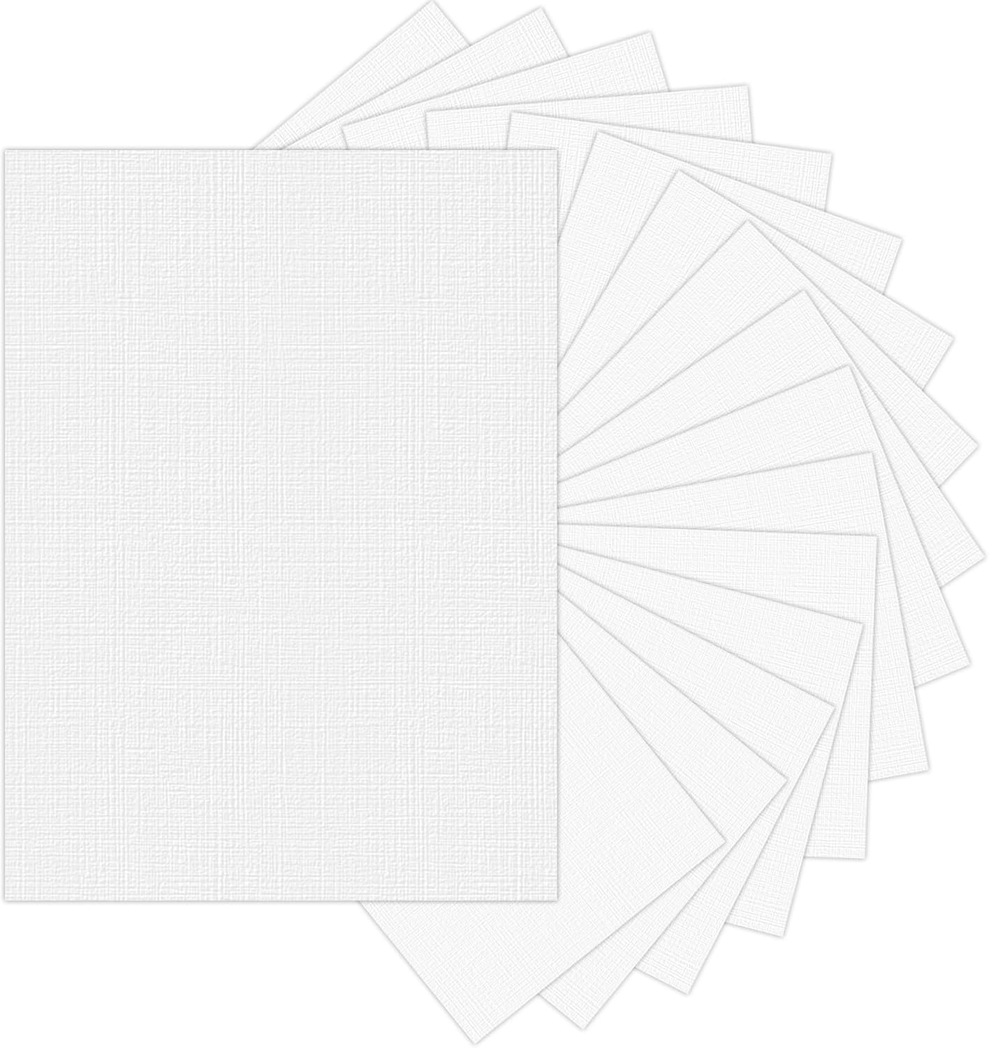 Linen Textured Cardstock White 120 Sheets 80 lb Cover, 8.5 x 11 Inches for Printers, Invitation, Arts and Craft, Scrapbook, DIY Projects