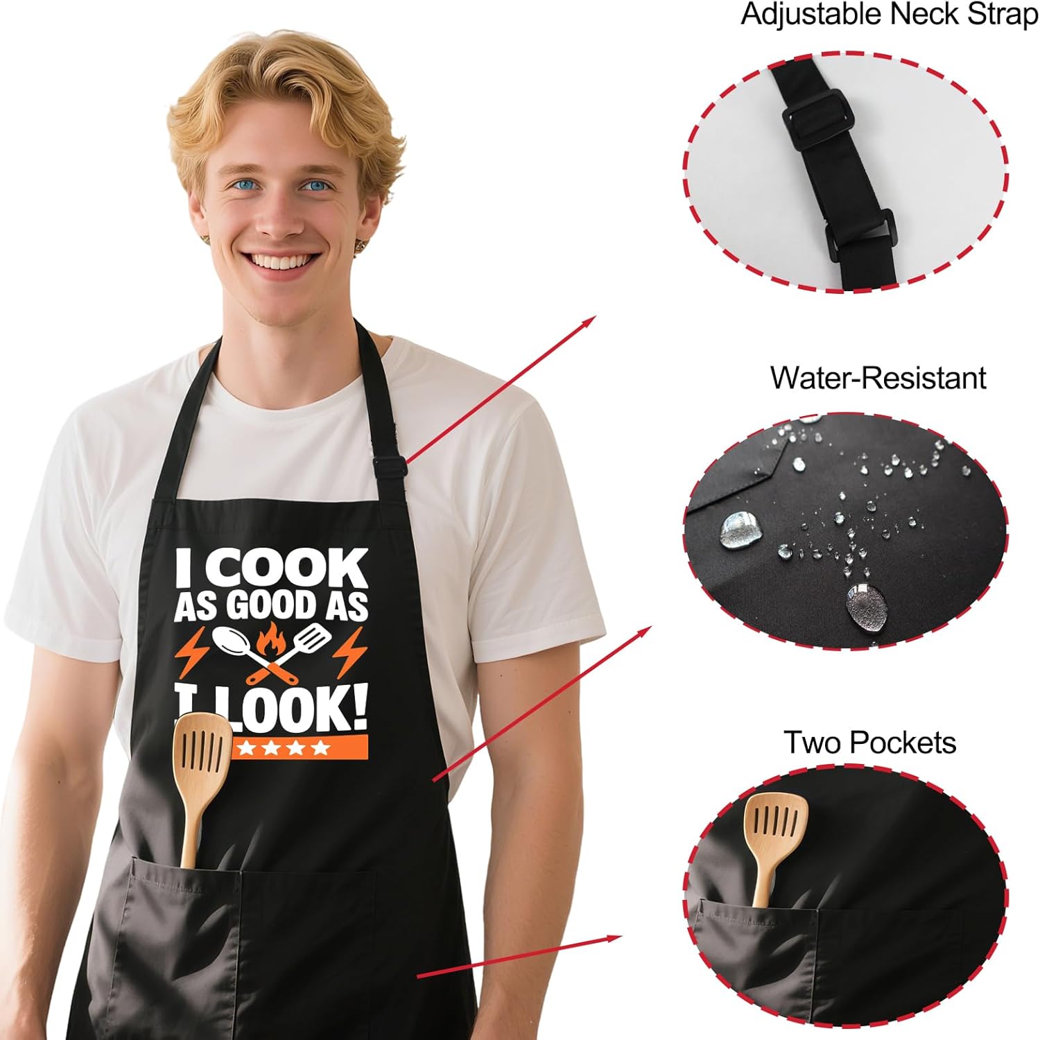 Funny Grilling Aprons for Men with 2 Pockets - Adjustable BBQ Cooking Apron, Dad Gifts for Birthday Father's Day - Image 2