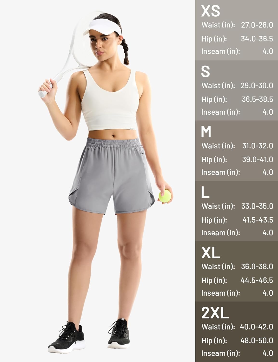 MIER Running Shorts for Women - Quick Dry Athletic Sports Workout Active Dolphin Shorts with Zipper Pocket, 4 Inch Inseam