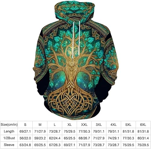 Miniatura 4 de joo meryer Sudadera con capucha de manga larga con estampado 3D de tótem vikingo para hombre