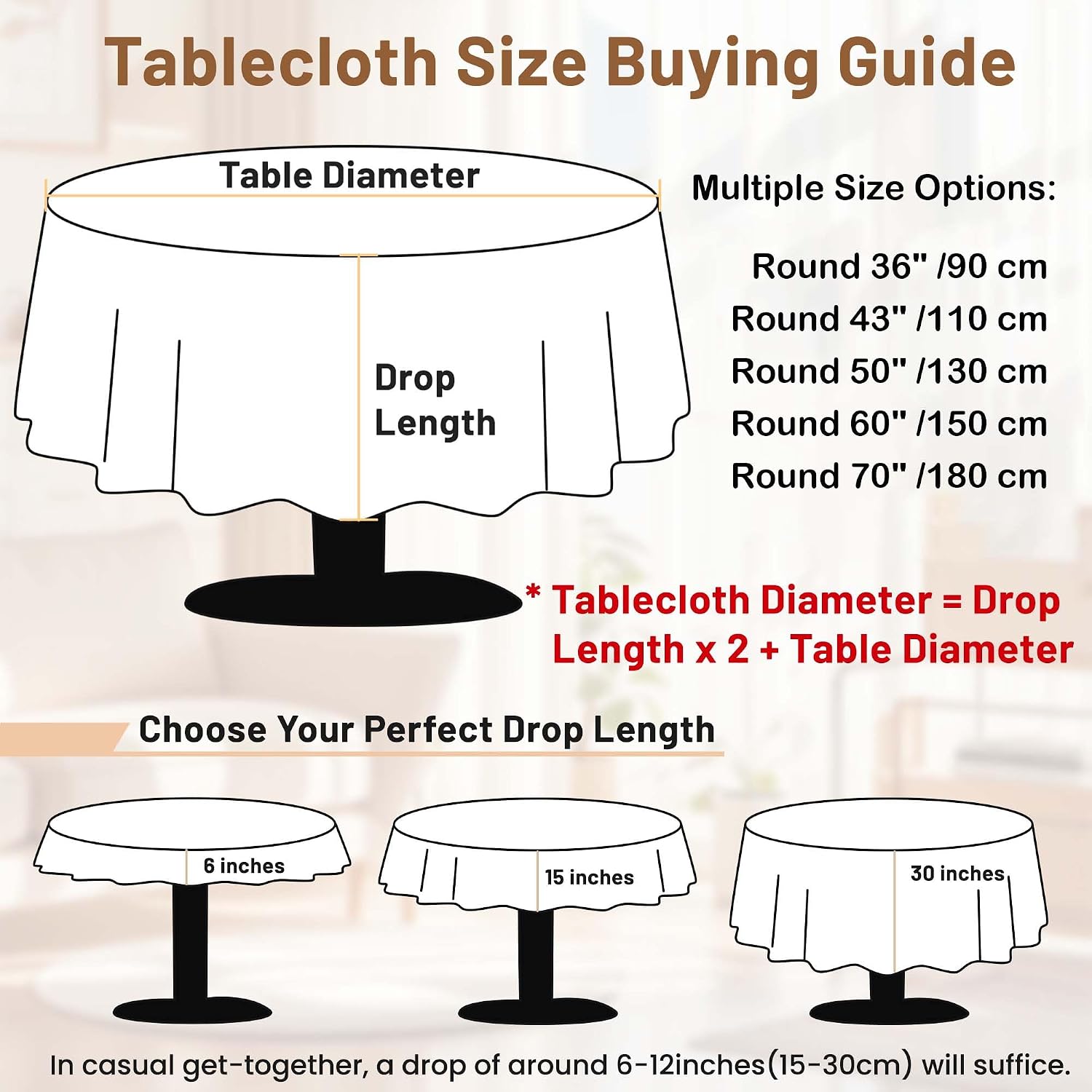 Qubjus Round Lace Tablecloth Floral Embroidery Cutout Table Cloth Elegant Luxury Decorative Table Cover for Dining, Wedding and Home (Khaki, Round 70'') image 5
