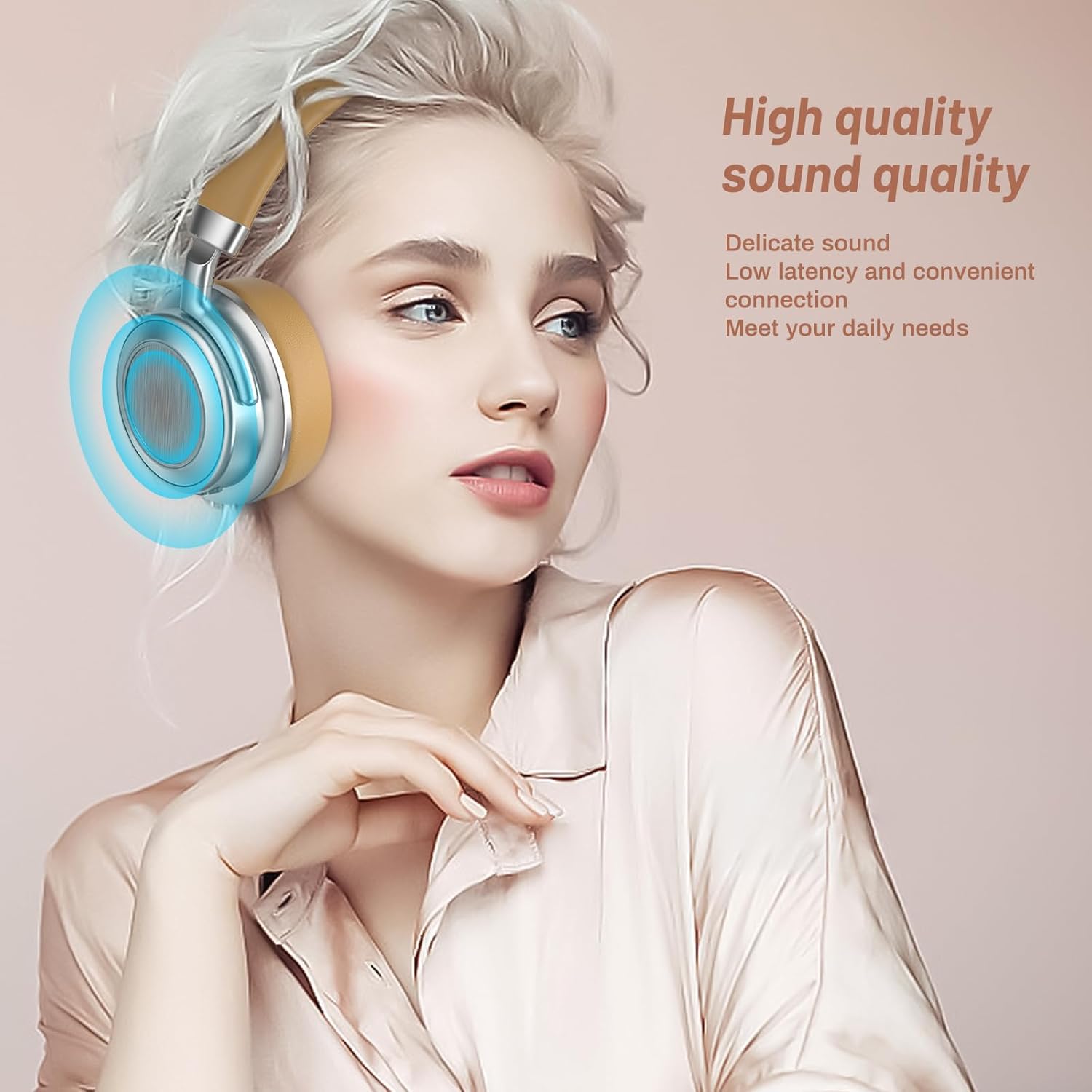 Wireless Headphones Bluetooth, Noise Canceling Headphones Over Ear, Built-in Micphone, 38 Hours Up Battery Life, Bluetooth 5.4&HIFI, Retro Headphone for Home Office Travel Birthday Gift（Brown）