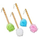 Juvale Loofah Back Scrubber for Shower - 4 Pack, Assorted Colors, 16 in - Loofah with Handle - Body Scrubber & Shower Brush with Long Handle