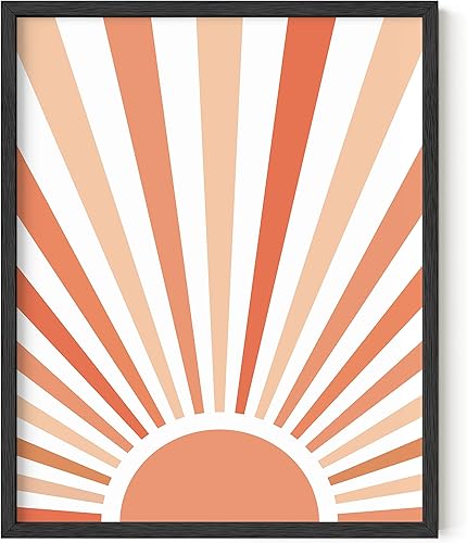 HAUS AND HUES Impresiones artísticas de sol Decoración de pared moderna de mediados de siglo, póster de sol de terracota, impresiones bohemias,