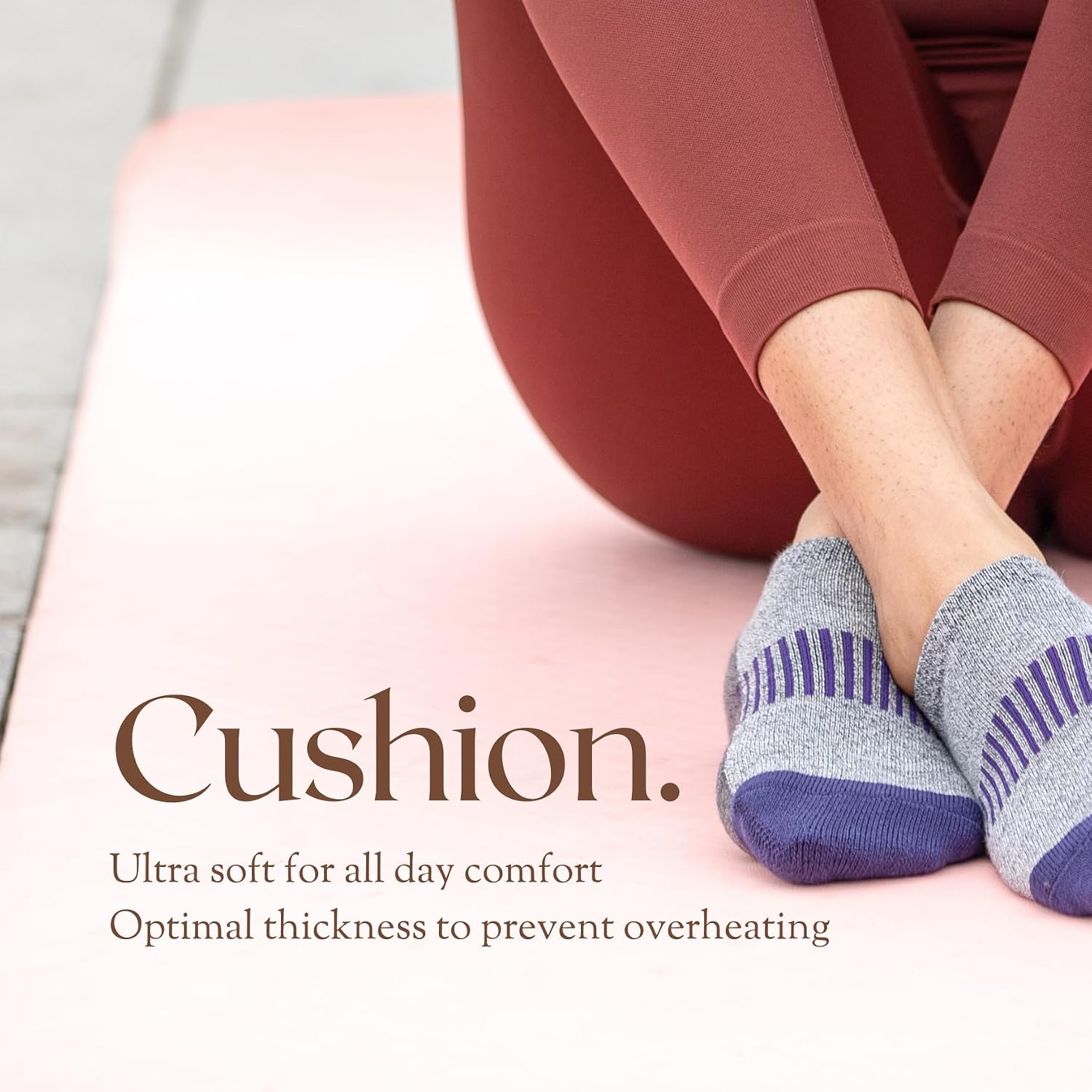 Women's Athletic Ankle Socks with Heel Tab, Premium Cotton, Soft Cushion, Reinforced Toe, Arch Support, Pack of 6