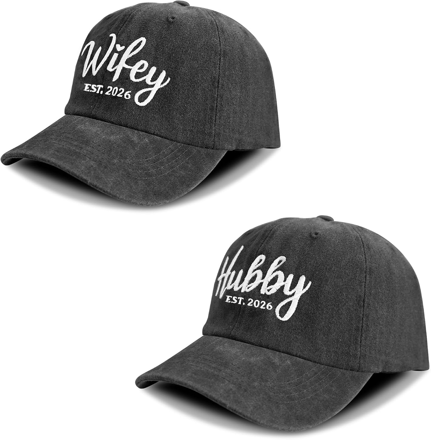 Hubby and Wifey Hats for Mr and Mrs, Engagement Anniversary Honeymoon Wedding Gifts Newlyweds Couples Baseball Cap