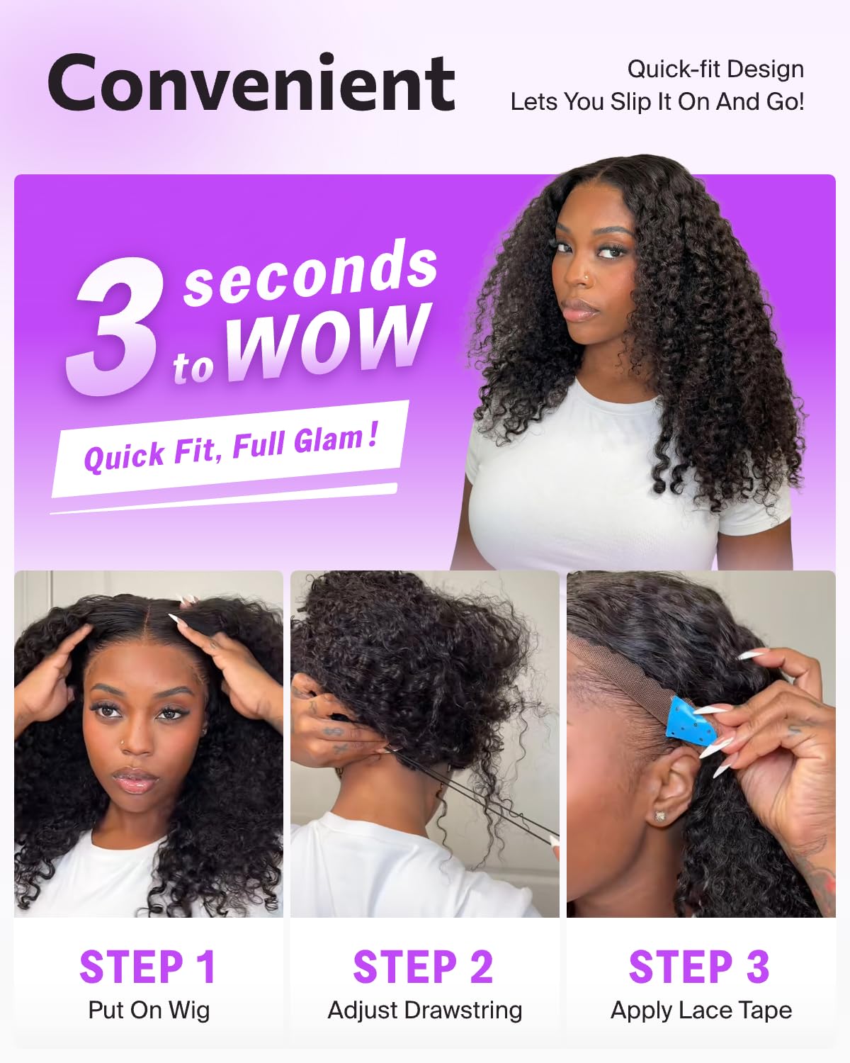 13x6 Glueless Wigs Human Hair Pre Plucked Pre Cut Ear-to-Ear HD Lace Front Curly Human Hair Wig 220% Density Frontal Deep Wave Drawstring Wig 22 Inch