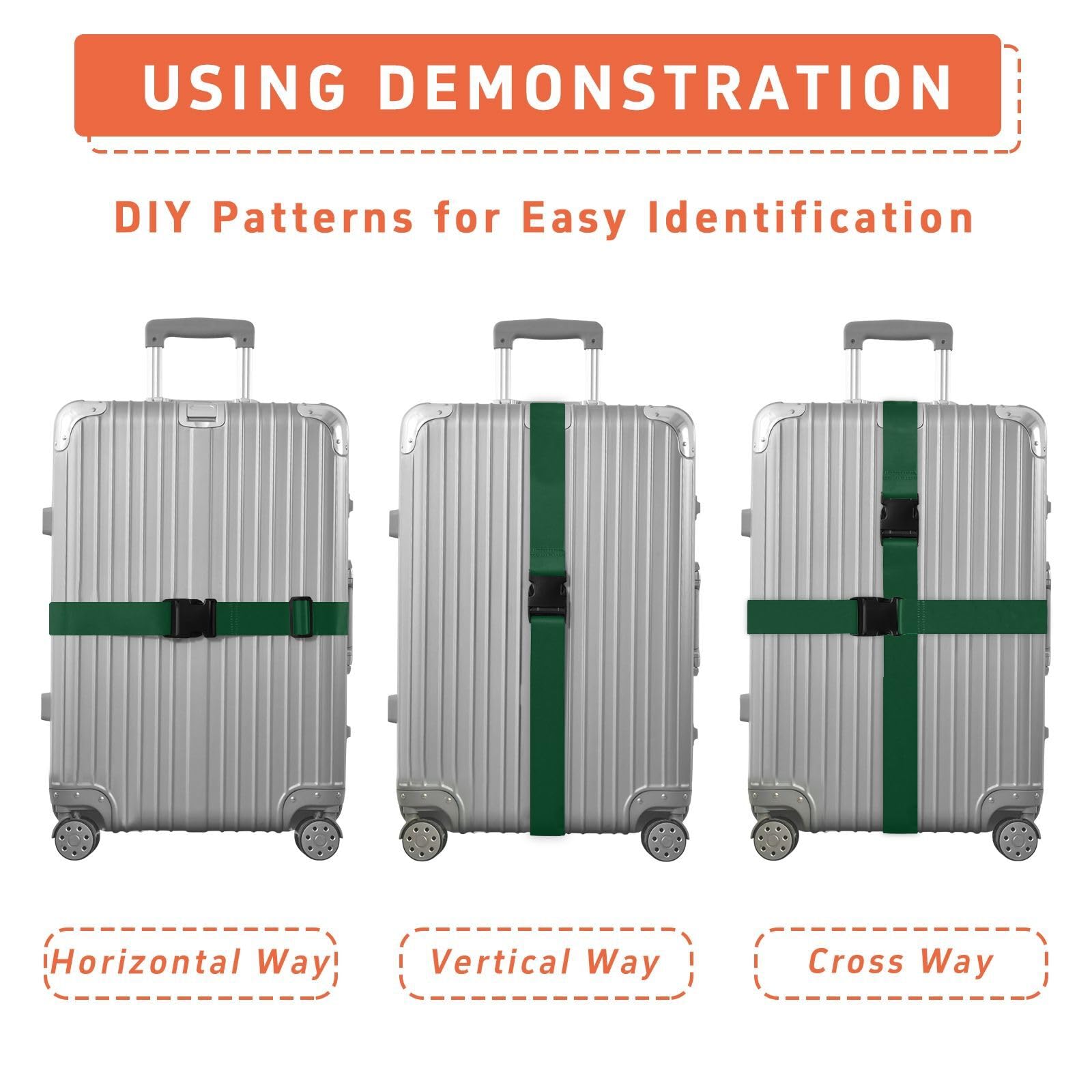Amazon.com: Aslsiy Forest Green Luggage Straps for Suitcases
