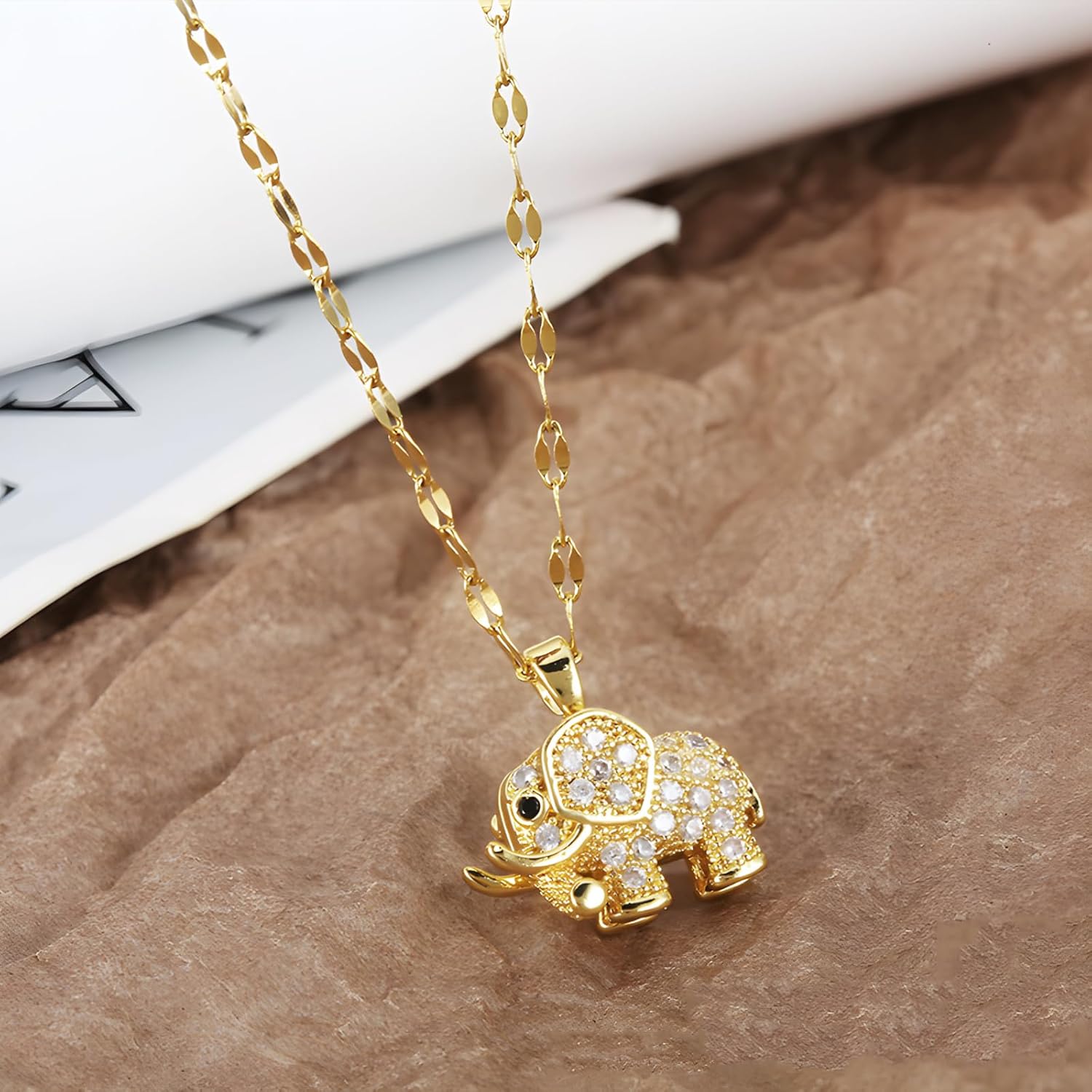 14k Gold Plated Solitaire Necklace for Women, Dainty Cz Pendant Chain Choker, Trendy Layered Gold Jewelry Gift for Her - Image 2