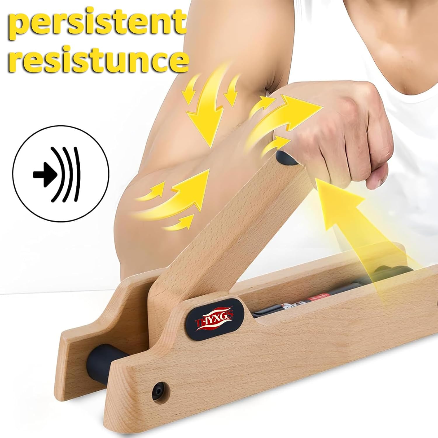 Arm Wrestling Training Equipment, Wooden Forearm Strengthener, 3cm Handle Width, 1-12 Adjustable Hydraulic Resistance, for Home/Gym Training