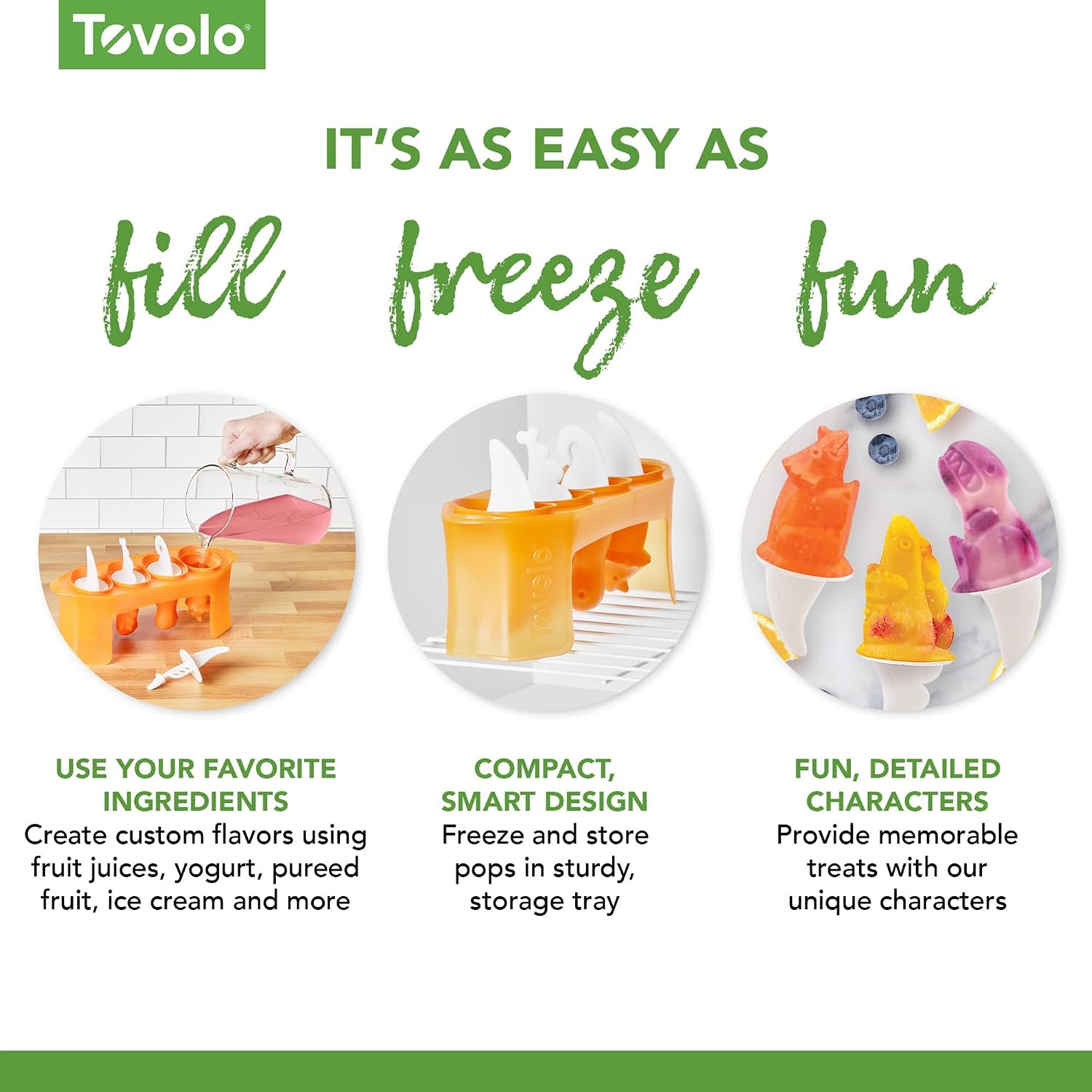 Tovolo, Freezer Pop Molds Dinos Set 4, 1 Count