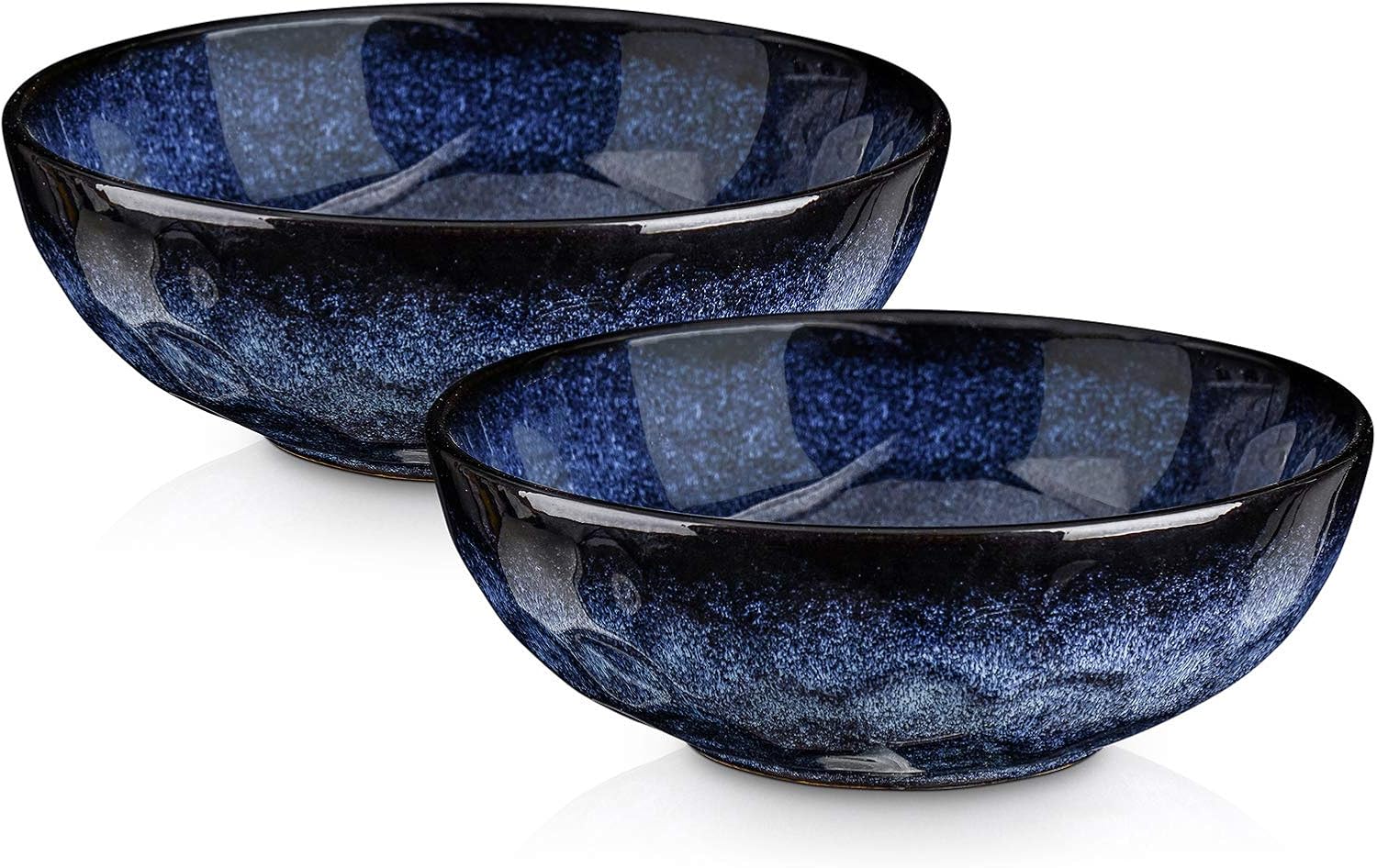 VICRAYS Ceramic Pasta Bowls Set, 32 Ounce Soup Bowls, Large Salad Bowls, Chip Resistant, Dishwasher Microwave Safe, Fluted stoneware Bowls for Kitchen, Serving Bowls, Set of 6 (Blue) : Home & Kitchen