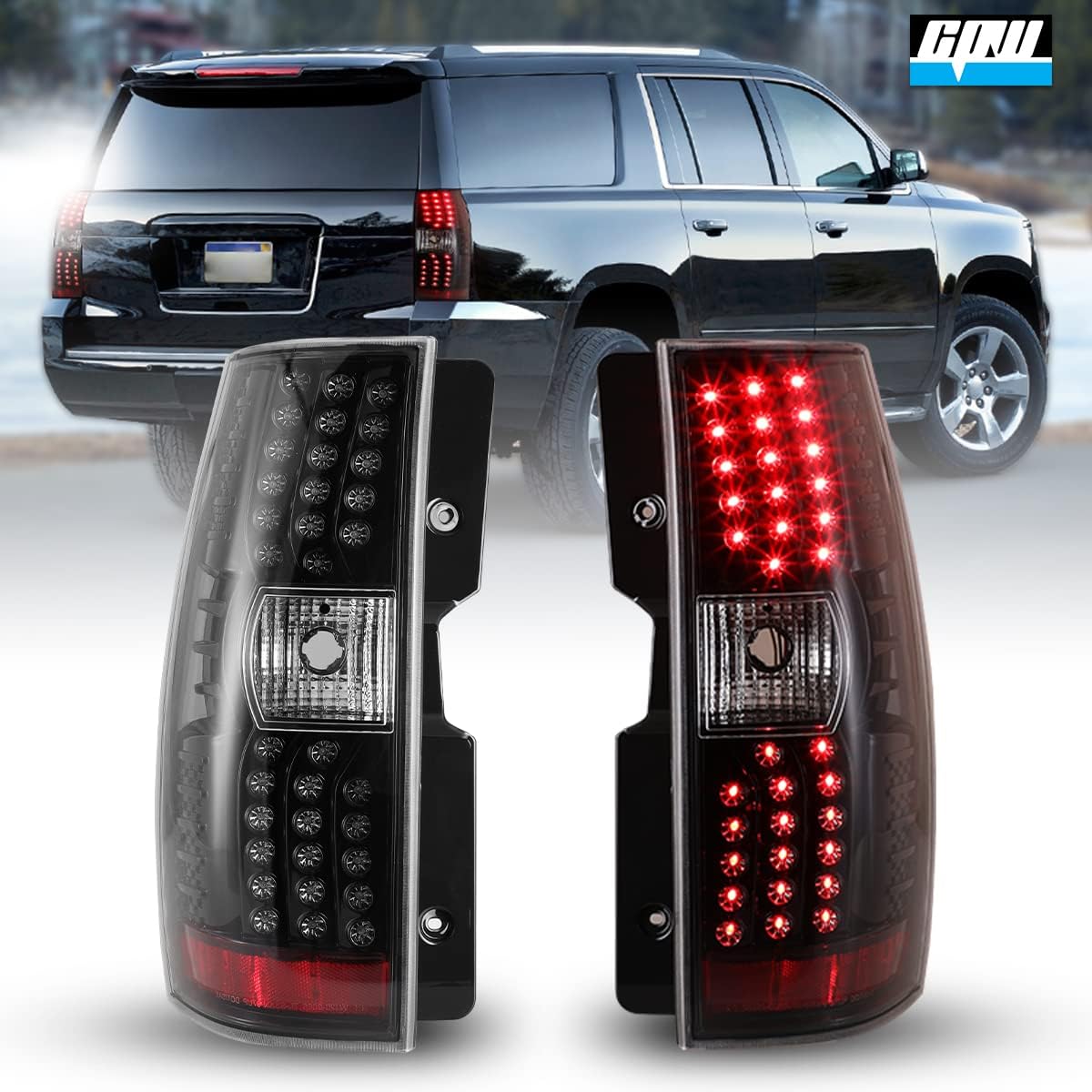 CPW Tail Light for 2007-2014 CHEVROLET SUBURBAN 1500 2500 / CHEVROLET TAHOE Plug and Play Tail Lamp Left Right Sides Pair (Smoke)